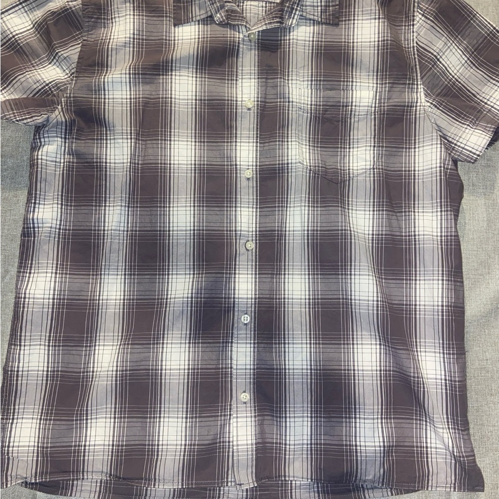 Aeropostale Men's Casual Plaid Shirt - Black and White